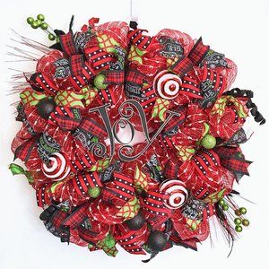 Elegant Buffalo Plaid Wreath Winter Decor Christmas Wreath for Front Door